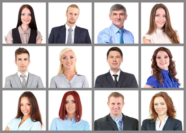 Portraits of business people on white background. Business training and strategy concept.