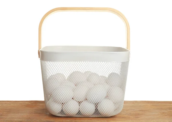 Raw eggs in basket — Stock Photo, Image