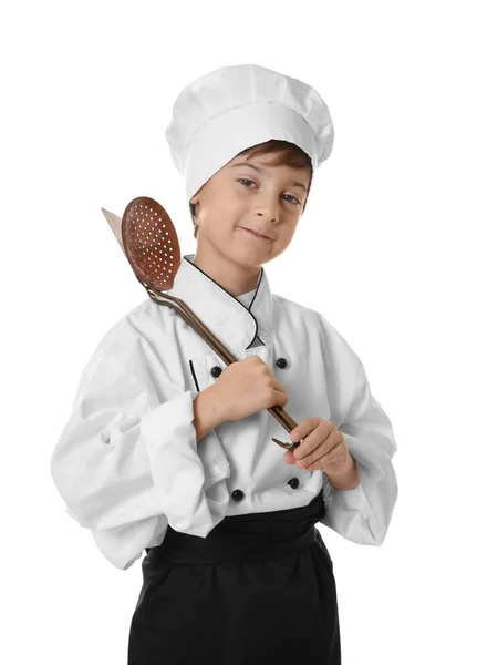 Симпатичный мальчик в форме шеф-повара — стоковое фото