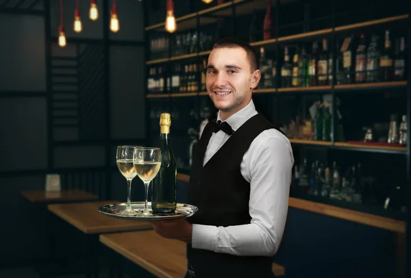 Young handsome waiter — Stock Photo, Image