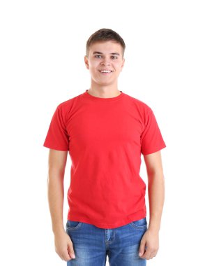 Genç adam boş t-shirt 