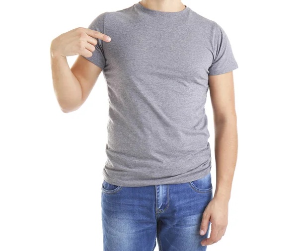 Young man in blank t-shirt — Stock Photo, Image