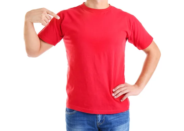 Young man in blank t-shirt — Stock Photo, Image