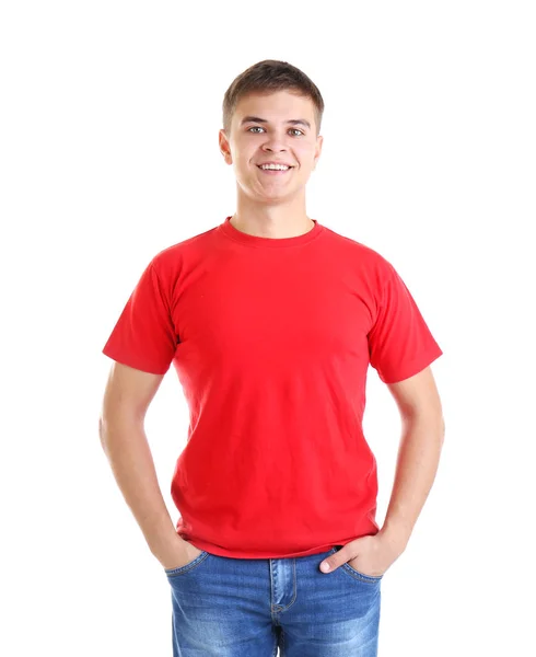 Mladý muž v prázdné tričko — Stock fotografie