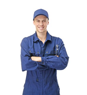 Üniformalı genç makinist