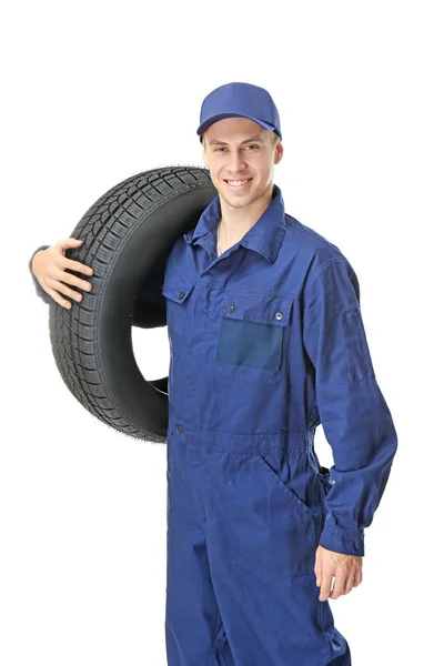 Młody mechanik w mundurze — Zdjęcie stockowe