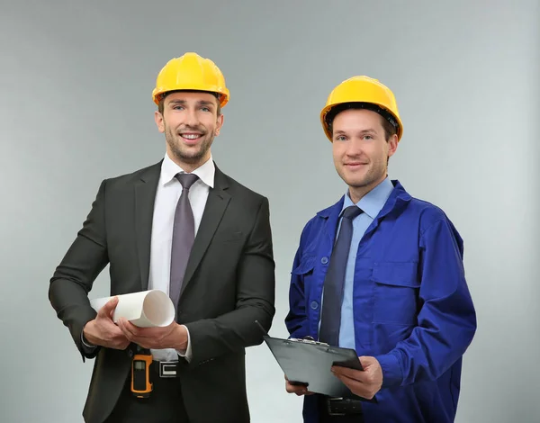 Handsome Engineer Worker Light Background — Stock Photo, Image