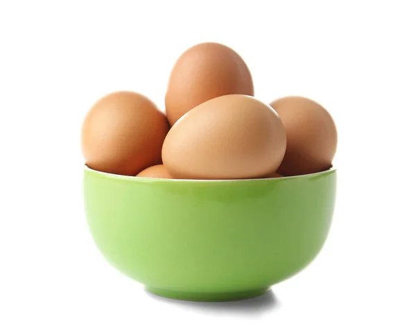 Raw eggs in bowl — Stock Photo, Image