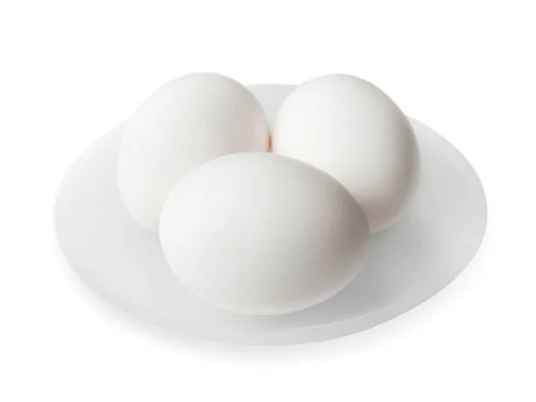 Rauwe eieren in plaat — Stockfoto