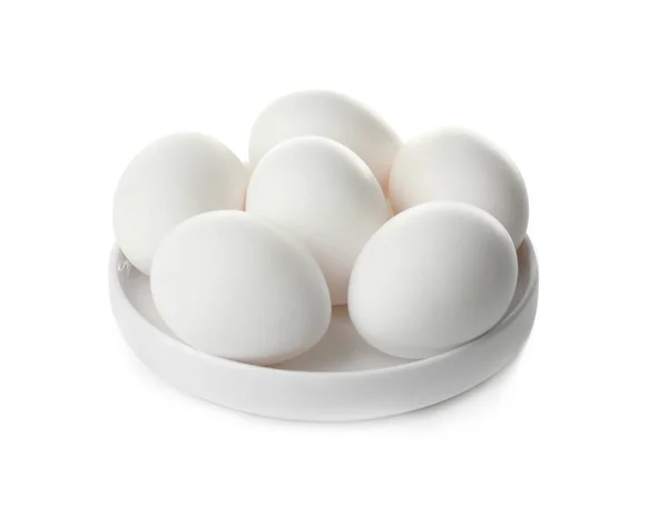 Raw eggs in plate — Stock Photo, Image