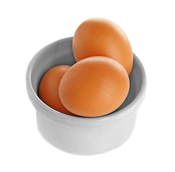 生鸡蛋放在碗里 — 图库照片