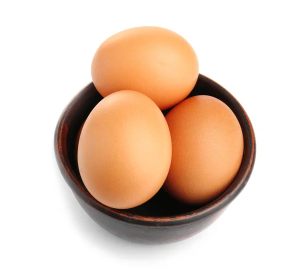 Raw eggs in bowl — Stock Photo, Image