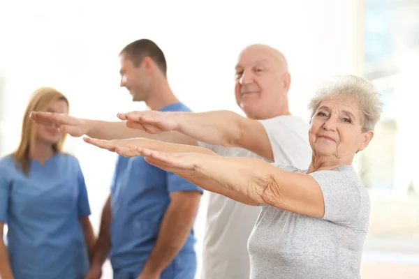 Elderly patients training in rehabilitation center