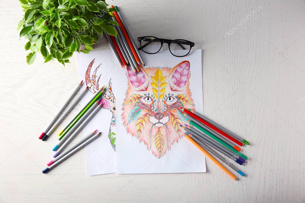 Composition of colouring pictures 