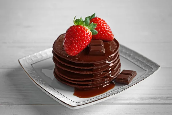 Delicious chocolate pancakes — Stock Photo, Image