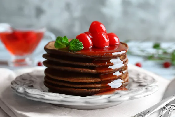 Deliciosas panquecas de chocolate — Fotografia de Stock