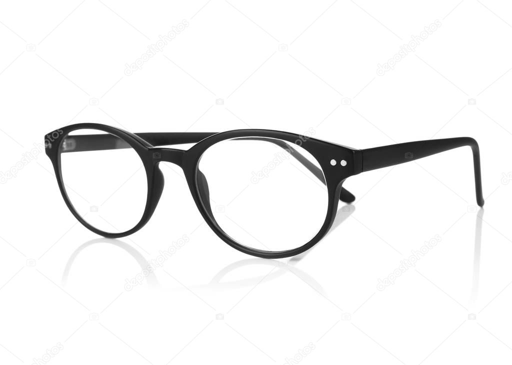 Close up view of modern glasses 