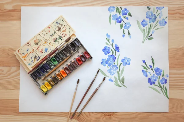Set di pennelli ad acquerello — Foto Stock