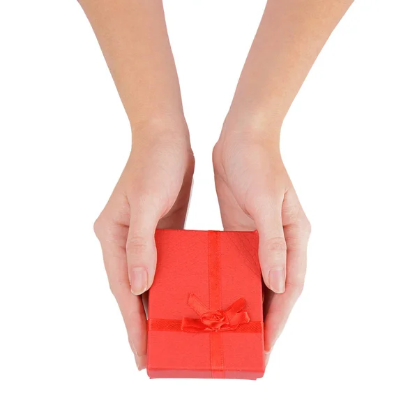 Mani femminili con scatola — Foto Stock
