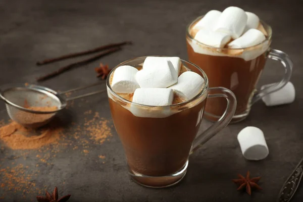Cups of hot cocoa — Stock Photo, Image