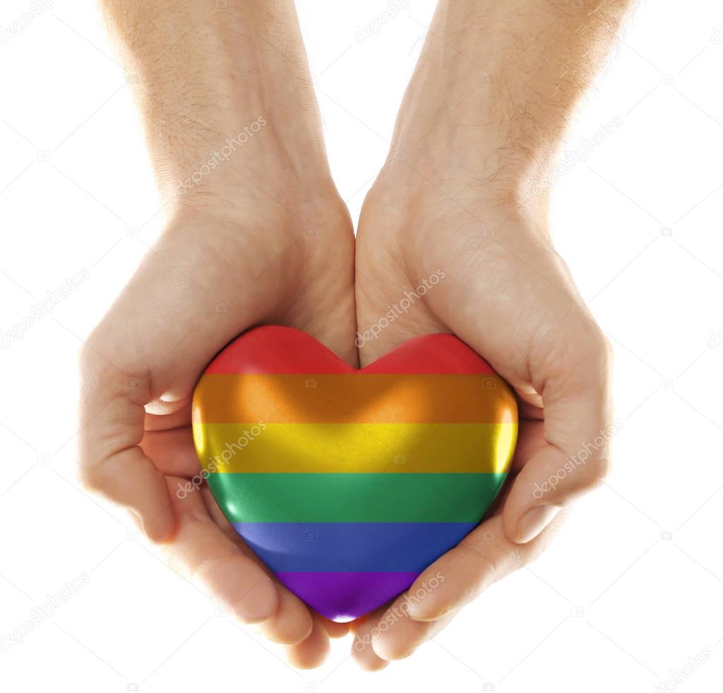 Male hands holding heart 