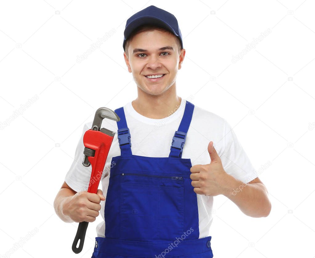 Young handsome plumber