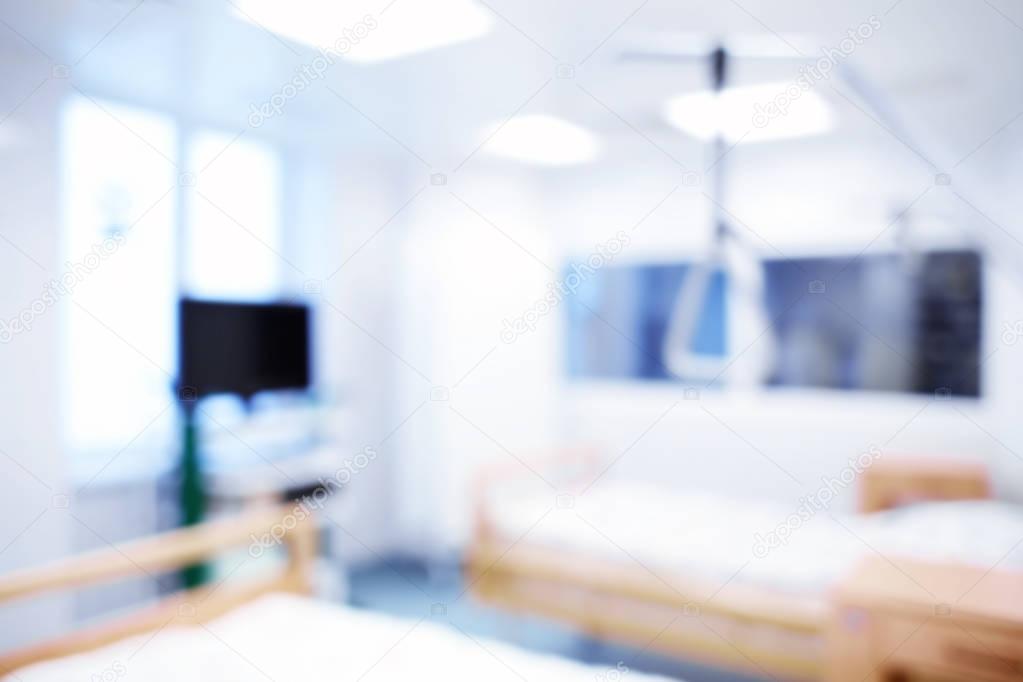 Blurred hospital room