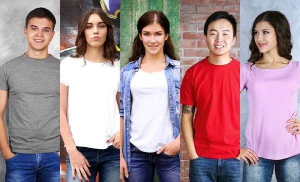 Collage Aus Stylischen Und Trendigen Shirts — Stockfoto