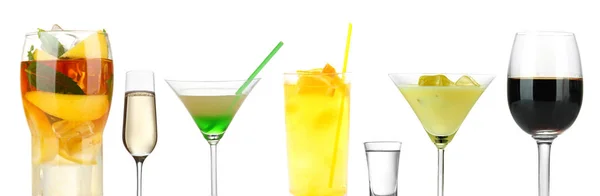 Delicious cocktails on white — Stock Photo, Image