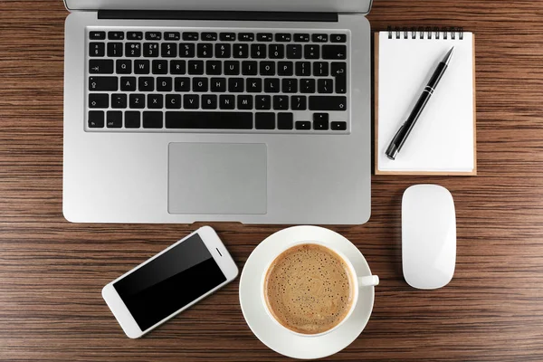 Office desk with coffee — Stock Photo, Image