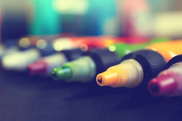 Bottles with colorful inks — Stock Photo, Image