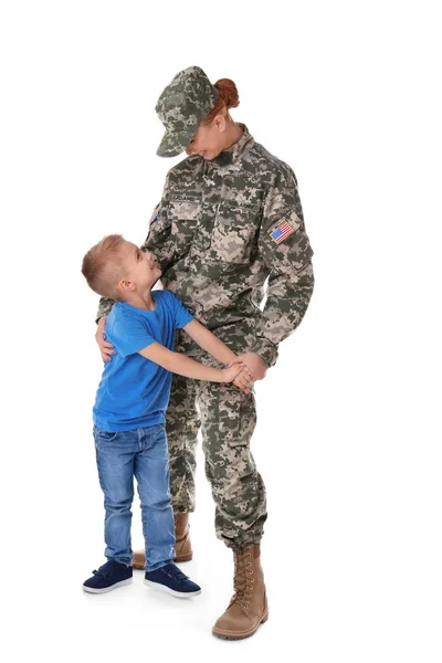 Voják žena a syn — Stock fotografie