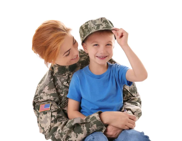 Kadın asker ve oğlu 