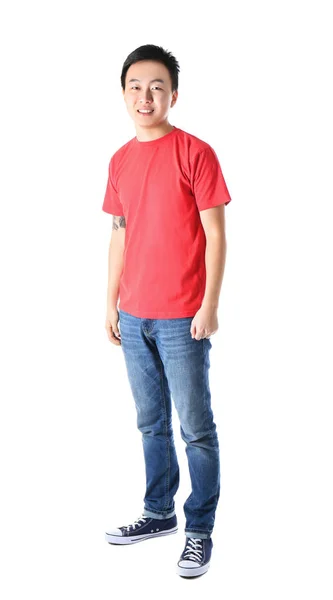 Ázsiai férfi póló üres — Stock Fotó