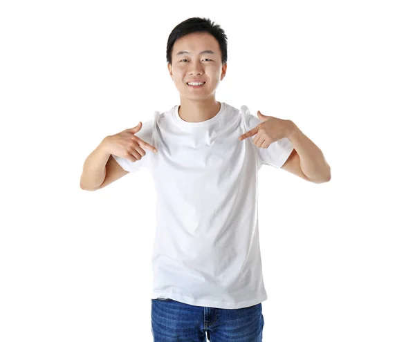 Asian man in blank t-shirt — Stock Photo, Image
