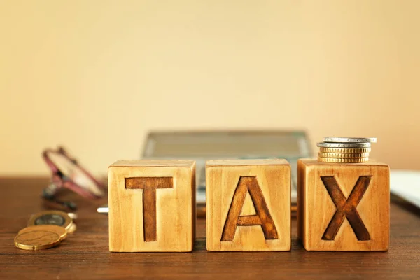 Bloques de madera con Word Tax — Foto de Stock