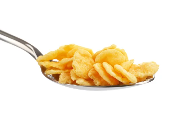 Löffel mit Cornflakes im Löffel — Stockfoto