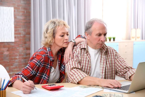 Старшие пары исчисляют налоги — стоковое фото