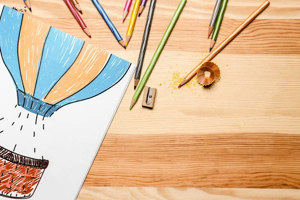 Composition of coloring and pencils — Stock Photo, Image