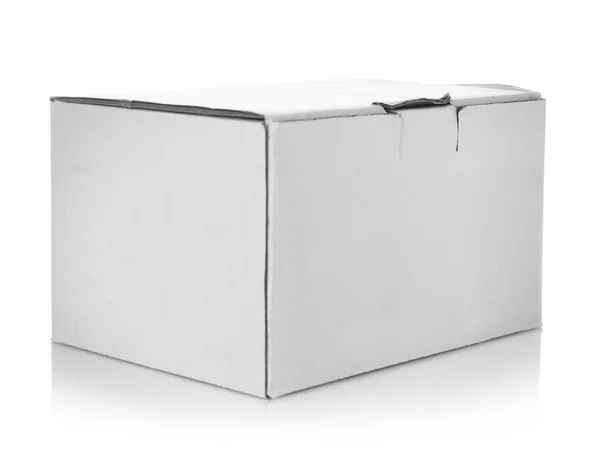 Caixa de papelão branco — Fotografia de Stock