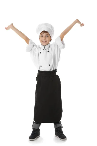 Schattige jongen in uniform van de chef-kok — Stockfoto