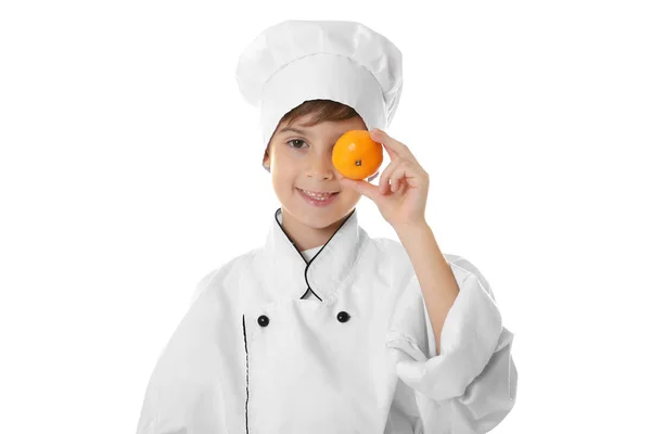 Χαριτωμένο αγόρι με τη στολή του σεφ — Φωτογραφία Αρχείου