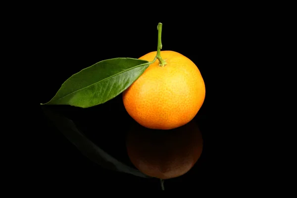 Frische Mandarine mit Blatt — Stockfoto