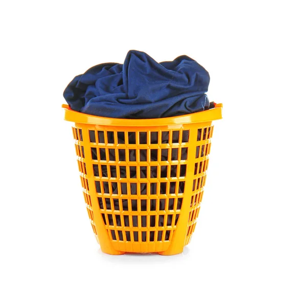 Clothes in plastic basket — Stock Photo, Image