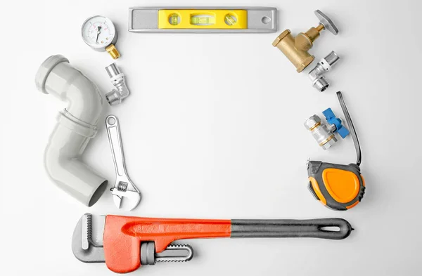 Plumber tools frame — Stock Photo, Image