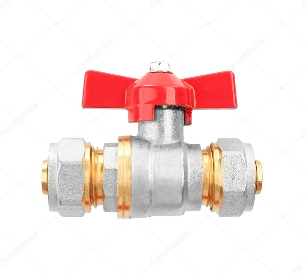 Plumbing valve on white