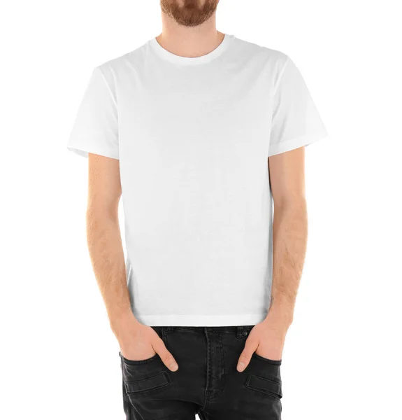 Homem em branco t-shirt branca — Fotografia de Stock