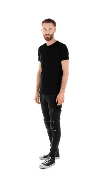 Uomo in T-shir nero — Foto Stock