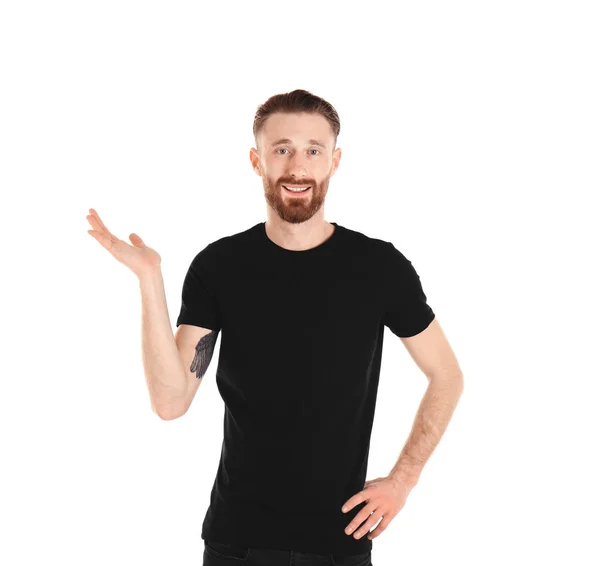 Man in black T-shirt — Stock Photo, Image