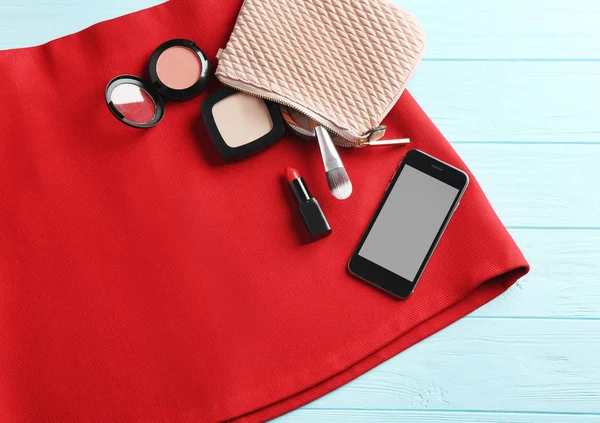 Female accessories and red skirt — Stock Photo, Image